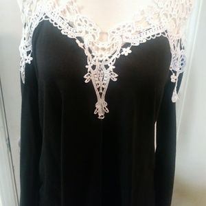 Black shirt with lace detail